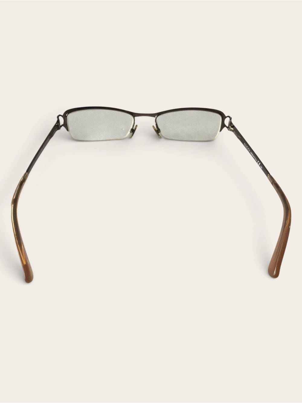 Gucci Unisex Rectangular Eyeglasses Frames Brown Metal - Picture 6 of 6